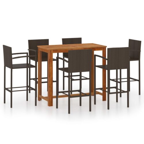 7-Piece Garden Bar Set Brown