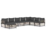 8-Piece Garden Lounge Set with Cushions Anthracite Poly Rattan