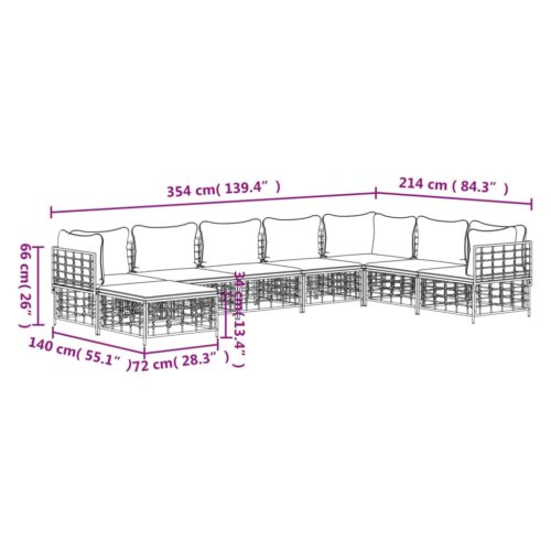 8-Piece Garden Lounge Set with Cushions Anthracite Poly Rattan - Image 9