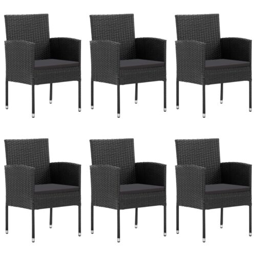 7-Piece Garden Dining Set Poly Rattan Wicker Outdoor Patio Furniture Black - Image 3