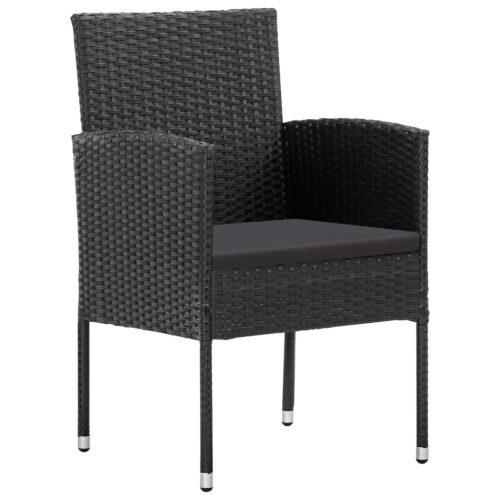 7-Piece Garden Dining Set Poly Rattan Wicker Outdoor Patio Furniture Black - Image 4