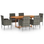 7-Piece Garden Dining Set Poly Rattan Wicker Outdoor Patio Furniture Anthracite