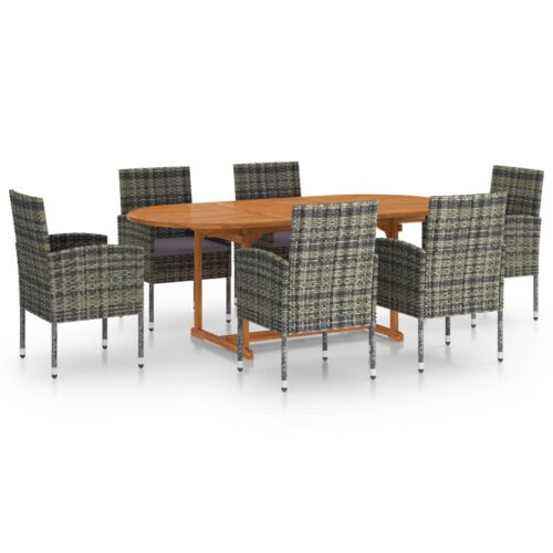 7-Piece Garden Dining Set Poly Rattan Wicker Outdoor Patio Furniture Anthracite