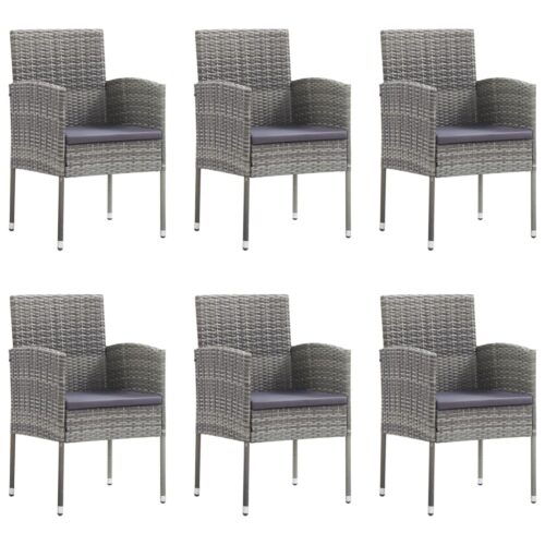 7-Piece Garden Dining Set Poly Rattan Wicker Outdoor Patio Furniture Anthracite - Image 3