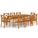 9-Piece Garden Dining Set Wood Timber Outdoor Patio Furniture Acacia