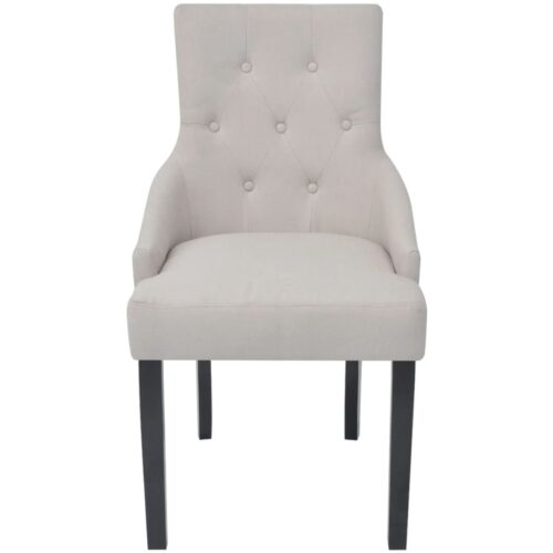 Dining Chairs 4pcs Cream Grey Fabric - Image 3