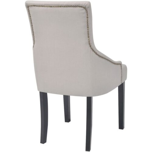 Dining Chairs 4pcs Cream Grey Fabric - Image 5