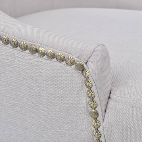 Dining Chairs 4pcs Cream Grey Fabric - Image 6