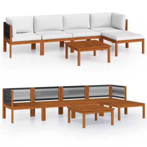 6-Piece Garden Lounge Set with Cushions Cream Acacia Wood Timber Outdoor Patio Furniture