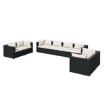 8-Piece Garden Lounge Set with Cushions Poly Rattan Wicker Outdoor Patio Furniture Black
