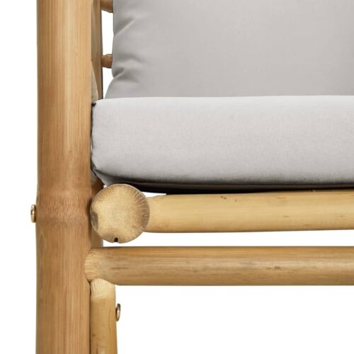 8-Piece Garden Lounge Set with Light Grey Cushions Bamboo - Image 9