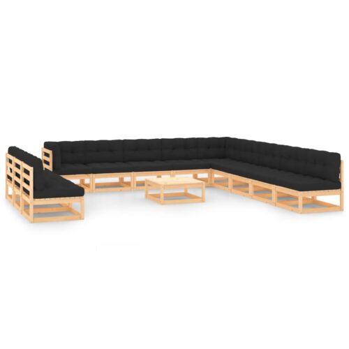 13-Piece Garden Lounge Set with Anthracite Cushions Pine Wood Outdoor Patio Furniture