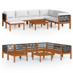 8-Piece Outdoor Lounge Set Garden Patio Sofa Furniture Setting Acacia Wood White