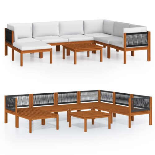 8-Piece Outdoor Lounge Set Garden Patio Sofa Furniture Setting Acacia Wood White
