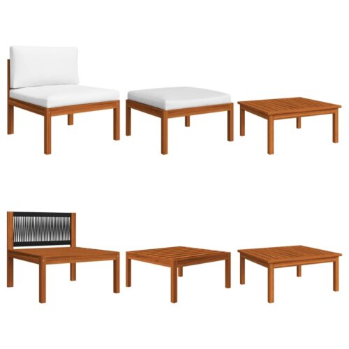 8-Piece Outdoor Lounge Set Garden Patio Sofa Furniture Setting Acacia Wood White - Image 5