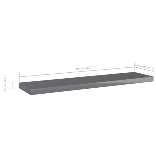 Bookshelf Boards 4pcs High Gloss Grey 40x10x1.5cm Engineered Wood - Image 5