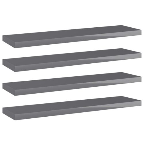 Bookshelf Boards 4pcs High Gloss Grey 40x10x1.5cm Engineered Wood - Image 6