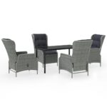 5-Piece Garden Dining Set Light Grey