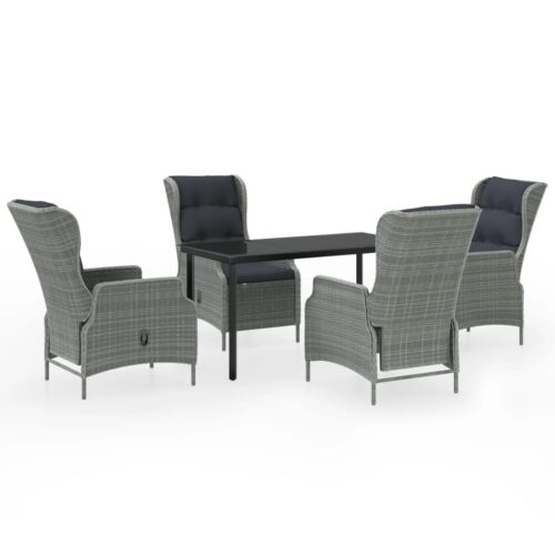 5-Piece Garden Dining Set Light Grey