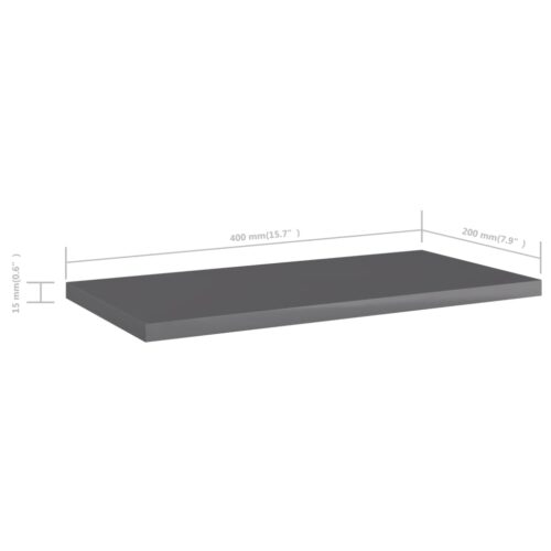 Bookshelf Boards 4pcs High Gloss Grey 40x20x1.5cm Engineered Wood - Image 5
