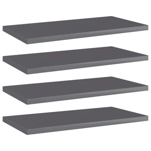 Bookshelf Boards 4pcs High Gloss Grey 40x20x1.5cm Engineered Wood - Image 6