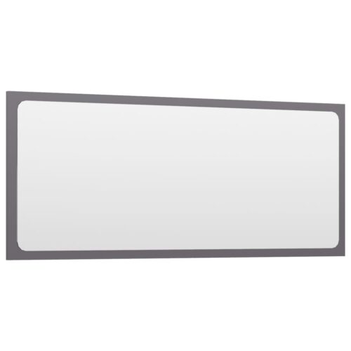 Bathroom Mirror High Gloss Grey 90x1.5x37cm Engineered Wood