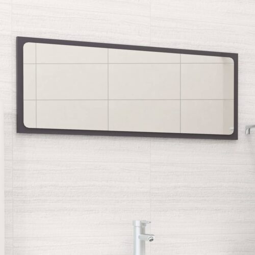 Bathroom Mirror High Gloss Grey 90x1.5x37cm Engineered Wood - Image 6