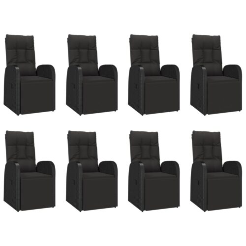 9-Piece Garden Dining Set Black Poly Rattan Wicker Outdoor Patio Furniture&Solid Wood Acacia - Image 4