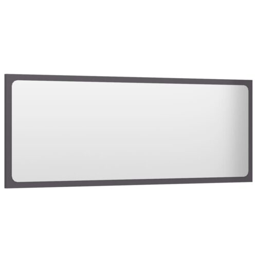 Bathroom Mirror High Gloss Grey 100x1.5x37cm Engineered Wood