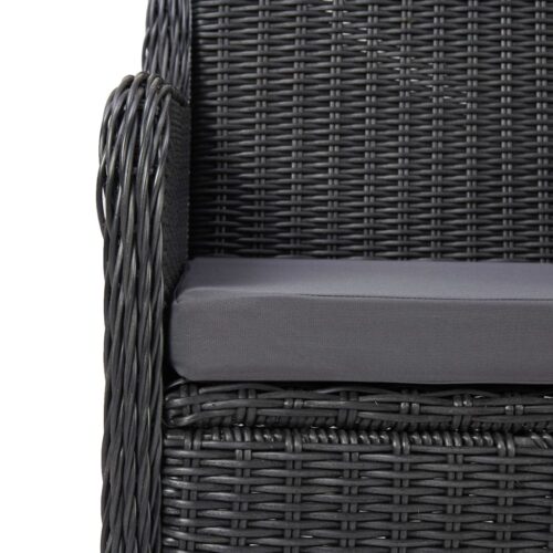 7-Piece Outdoor Dining Set Poly Rattan Wicker Outdoor Patio Furniture Black - Image 9