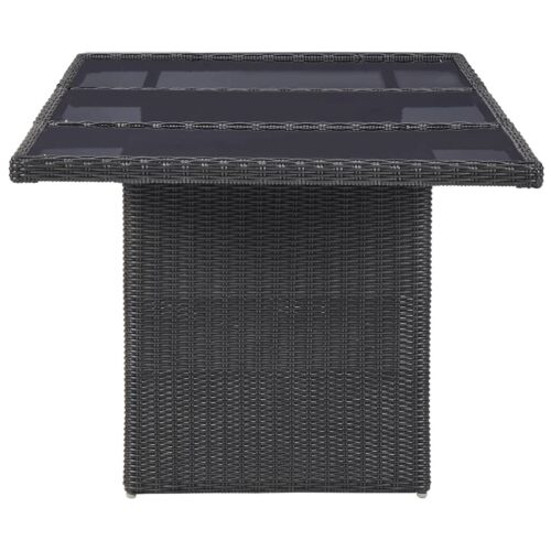 7-Piece Garden Dining Set Poly Rattan Wicker Outdoor Patio Furniture Black - Image 11