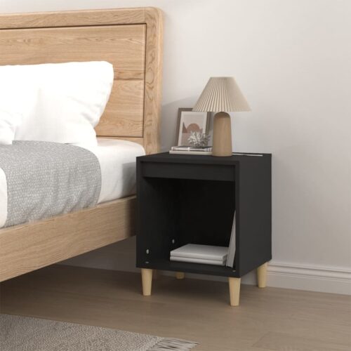 Bedside Cabinet Black 40x35x50cm Engineered Wood - Image 3