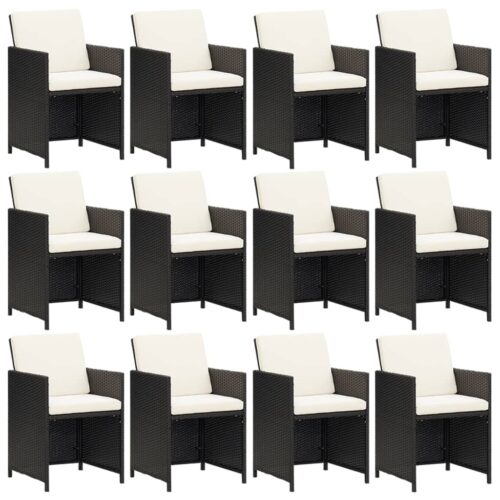 13-Piece Garden Dining Set with Cushions Poly Rattan Wicker Outdoor Patio Furniture Black - Image 6