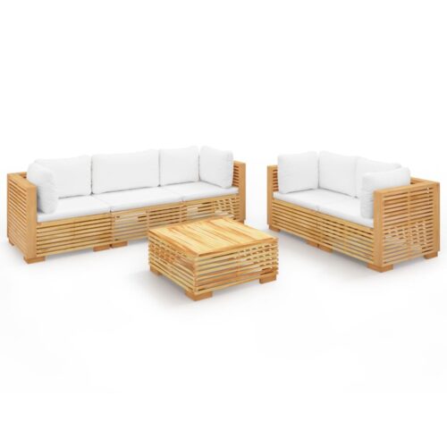 6-Piece Garden Lounge Set with Cushions Wood Timber Outdoor Patio Furniture Teak