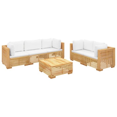 6-Piece Garden Lounge Set with Cushions Wood Timber Outdoor Patio Furniture Teak - Image 3