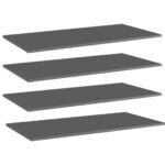 Bookshelf Boards 4pcs High Gloss Grey 80x20x1.5cm Engineered Wood