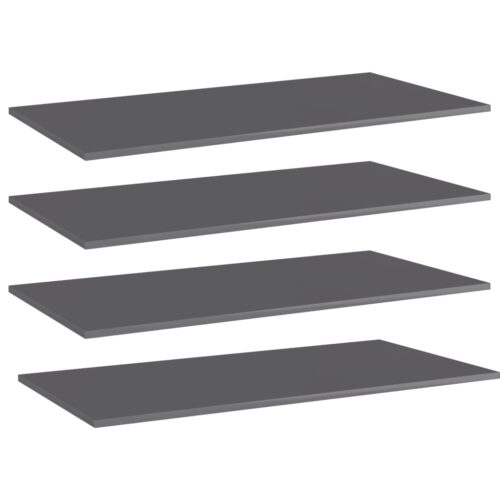 Bookshelf Boards 4pcs High Gloss Grey 80x20x1.5cm Engineered Wood