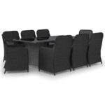 9-Piece Garden Dining Set Poly Rattan Wicker Outdoor Patio Furniture Black