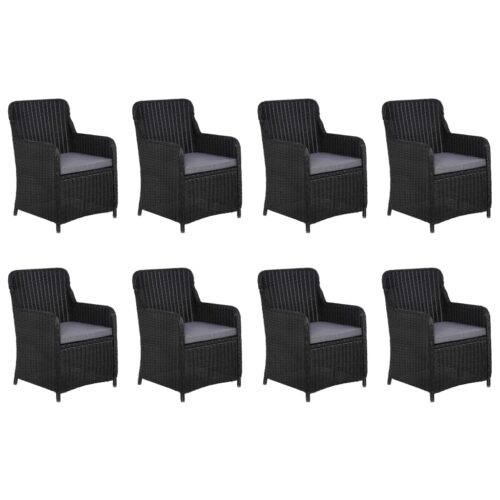 9-Piece Garden Dining Set Poly Rattan Wicker Outdoor Patio Furniture Black - Image 3