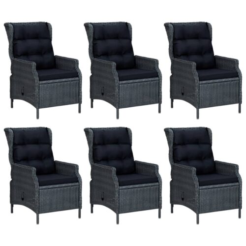 7-Piece Garden Dining Set Dark Grey Poly Rattan Wicker Outdoor Patio Furniture - Image 4
