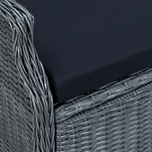 7-Piece Garden Dining Set Dark Grey Poly Rattan Wicker Outdoor Patio Furniture - Image 7