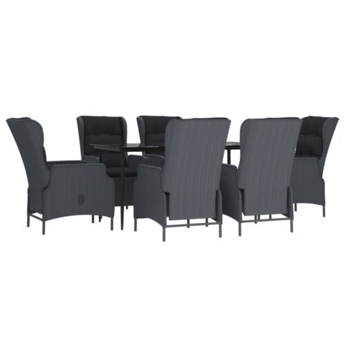 7-Piece Garden Dining Set Dark Grey Poly Rattan Wicker Outdoor Patio Furniture - Image 3