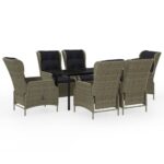 7-Piece Garden Dining Set Brown Outdoor Patio Lounge Furniture