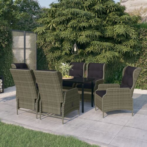 7-Piece Garden Dining Set Brown Outdoor Patio Lounge Furniture - Image 9
