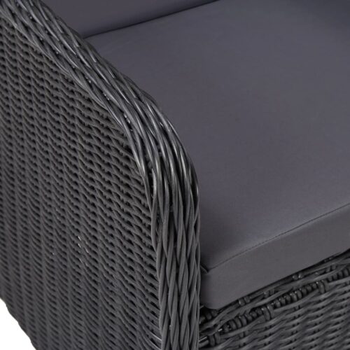 9-Piece Outdoor Dining Set Poly Rattan Wicker Outdoor Patio Furniture Black - Image 9