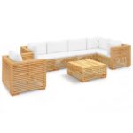 7-Piece Garden Lounge Set Acacia Wood Timber Outdoor Patio Sofa Furniture White