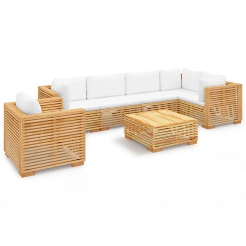 7-Piece Garden Lounge Set Acacia Wood Timber Outdoor Patio Sofa Furniture White