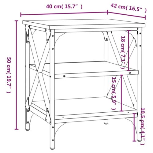 Side Table Black 40x42x50cm Engineered Wood - Image 9