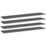 Bookshelf Boards 4pcs High Gloss Grey 100x20x1.5cm Engineered Wood