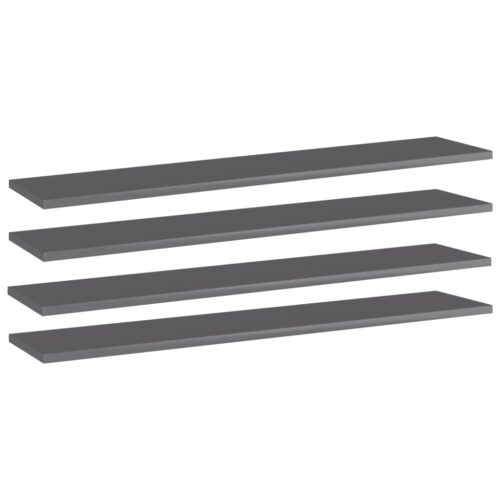 Bookshelf Boards 4pcs High Gloss Grey 100x20x1.5cm Engineered Wood